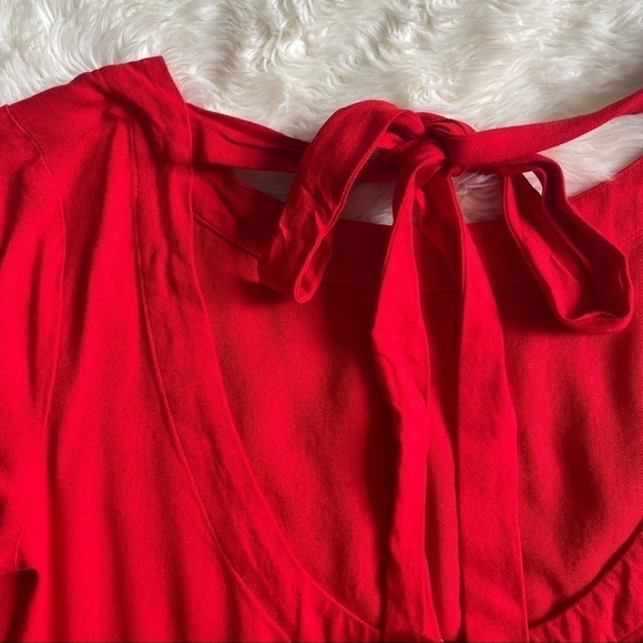 Anthropologie Cloth & Stone Blouse Long Sleeve Tie Open Back Ruffle Top M - Picture 6 of 13